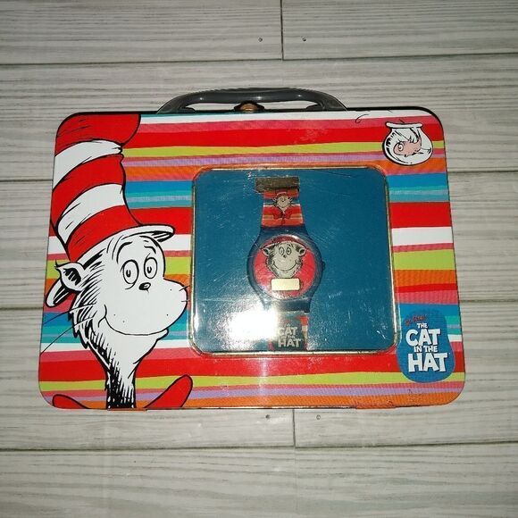 Universal Studios Dr. Seuss The Cat In The Hat Kids Watch With Storage Tin 2003 - Picture 3 of 9
